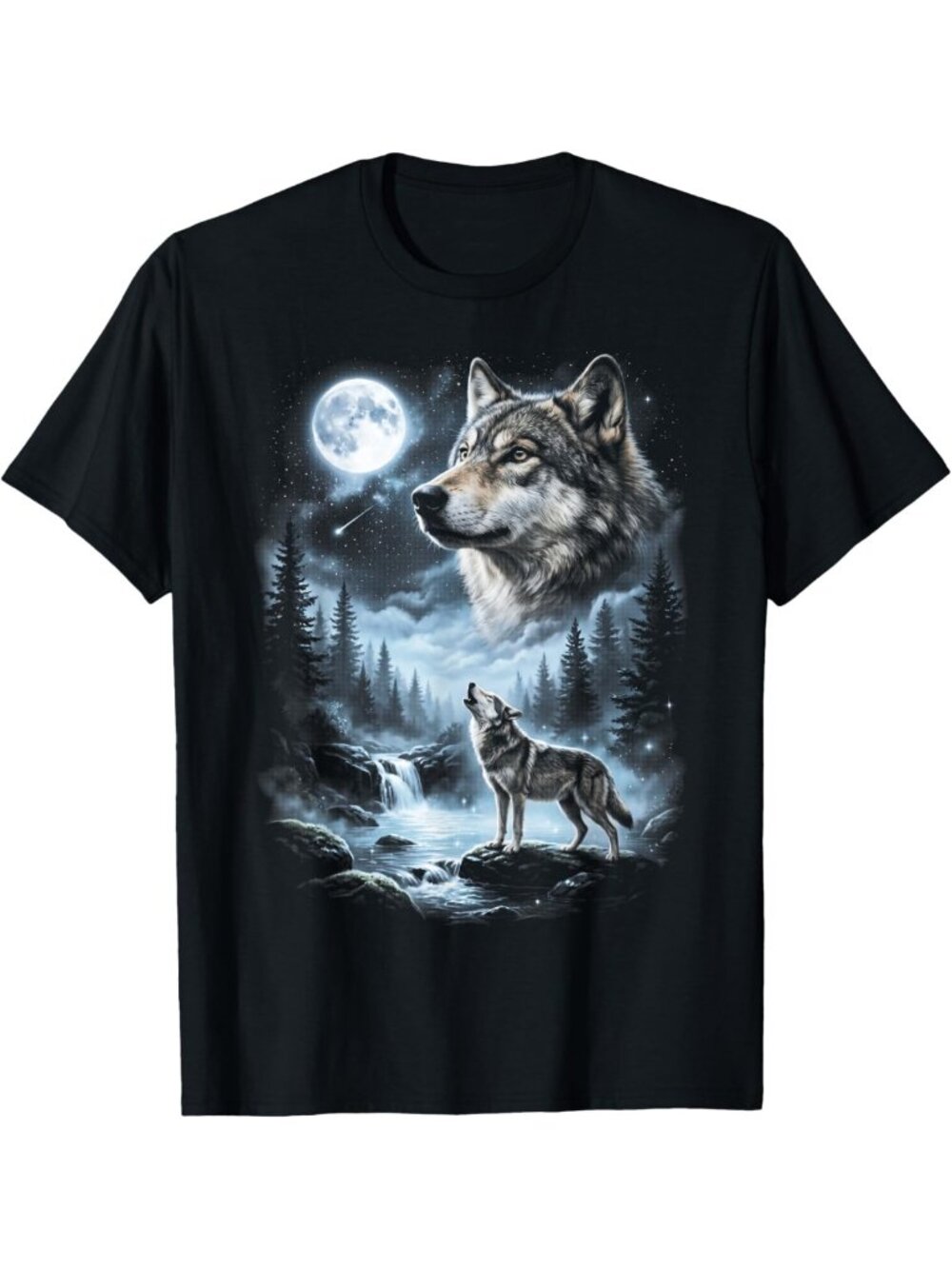 90's Retro Howling Wolf Moon Graphic Tee - Vintage Style T-Shirt